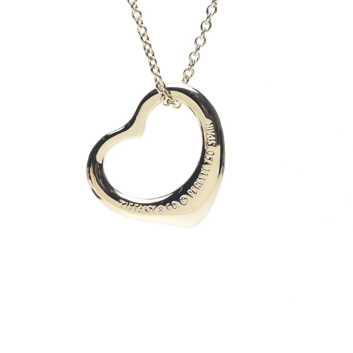 18K Yellow Gold 16mm Elsa Peretti Open Heart Pendant Necklace