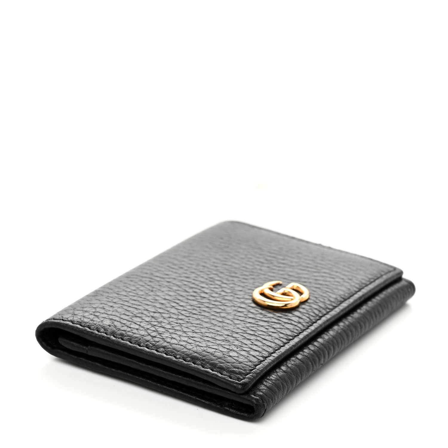 Gucci Pebbled Calfskin GG Marmont Card Case Black 4 of 7