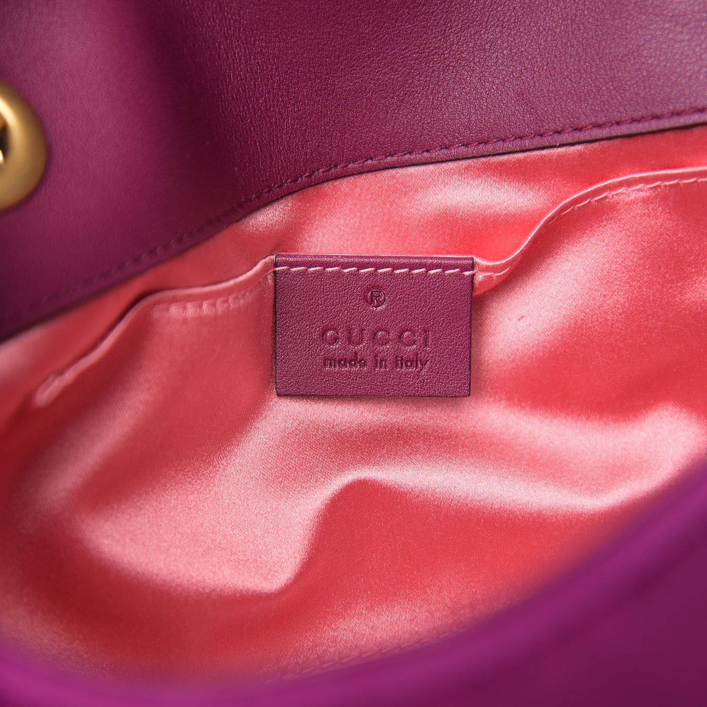 Velvet Matelasse Mini GG Marmont Shoulder Bag Fuchsia Violet Cyclamen