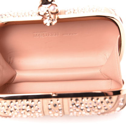 Alexander McQueen Suede Crystal Britannia Skull Box Clutch Pink 5 of 9