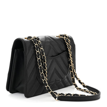 Chanel Calfskin Chevron Quilted Flap Black 3 of 10