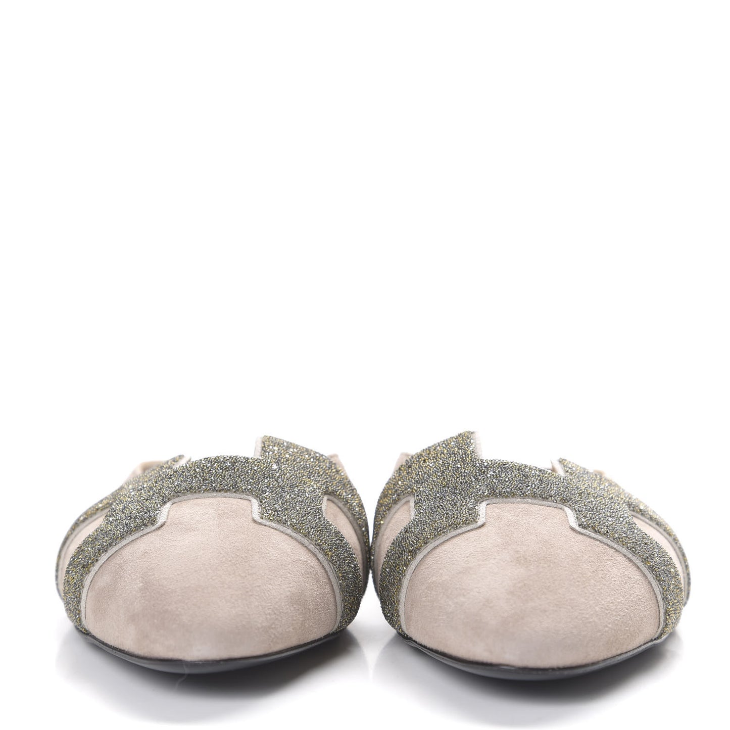 Suede Goatskin Crystal Roxane Mules 36.5 Champagne Rose Grey
