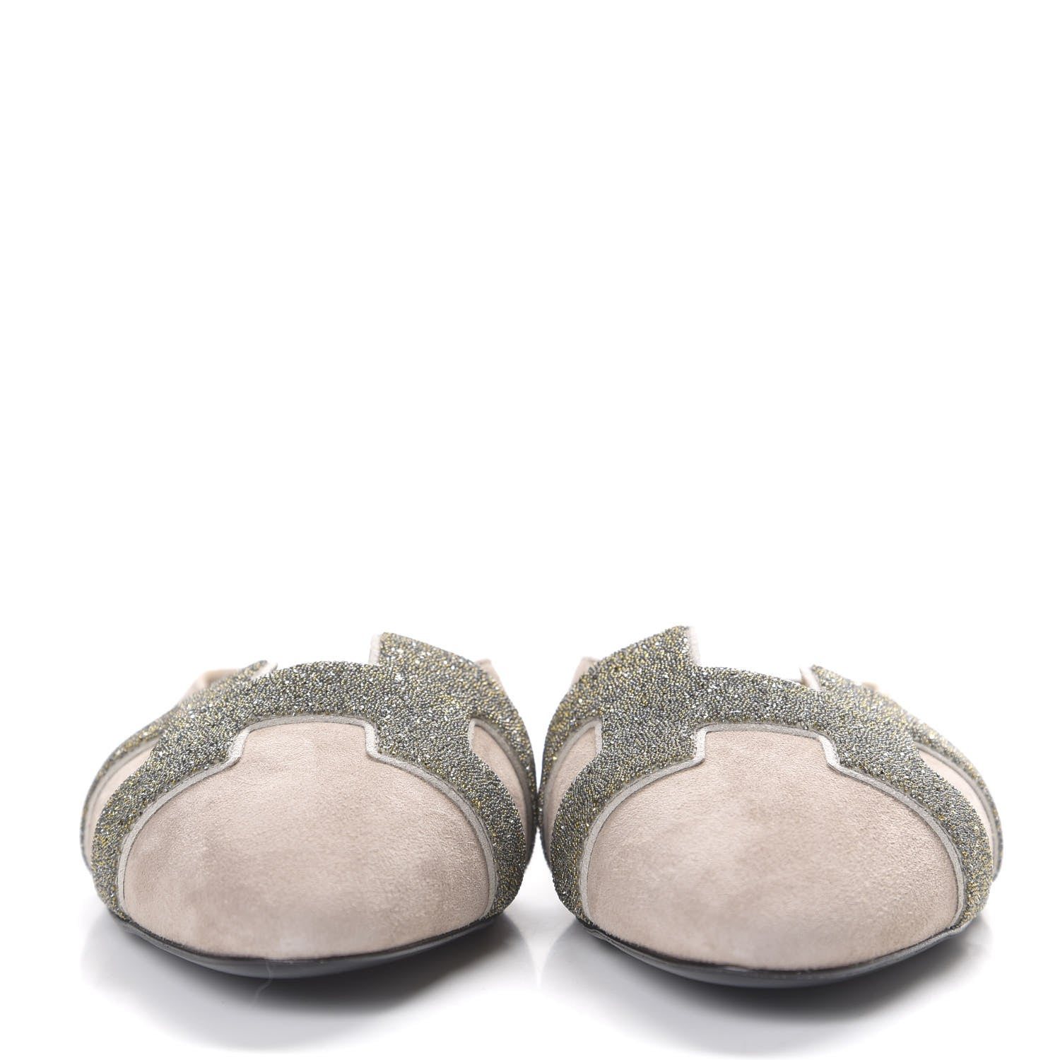 Hermes Suede Goatskin Crystal Roxane Mules 36.5 Champagne Rose Grey 3 of 7
