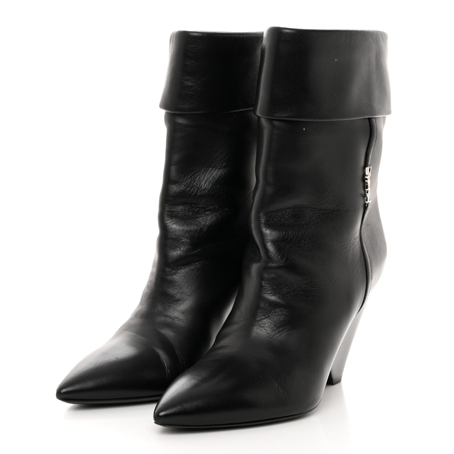 Calfskin Liz 85 Wedge Booties 36 Black