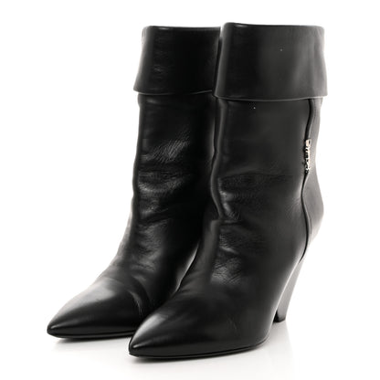 Saint Laurent Calfskin Liz 85 Wedge Booties 36 Black 3 of 8