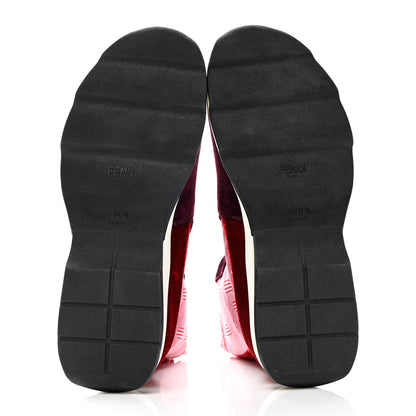 Fendi Velvet Stretch Logo High Top Sneakers 38.5 Red 5 of 8