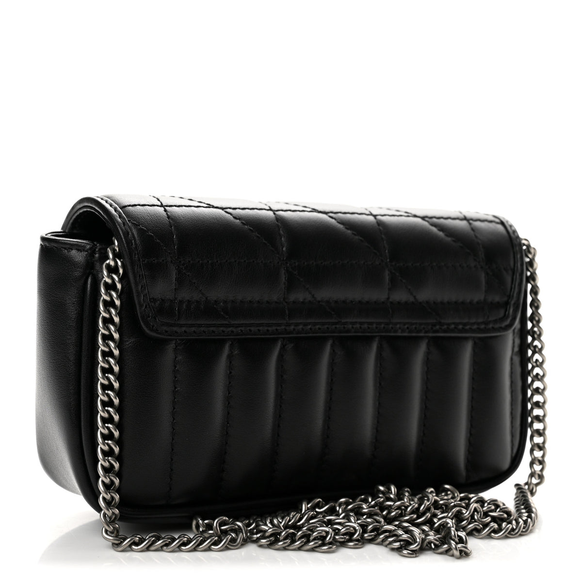 Calfskin Matelasse Aria Super Mini GG Marmont Shoulder Bag Black