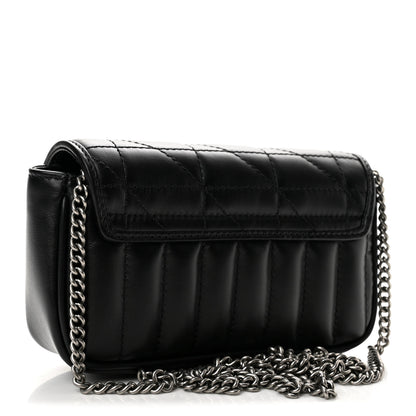 Gucci Calfskin Matelasse Aria Super Mini GG Marmont Shoulder Bag Black 3 of 11