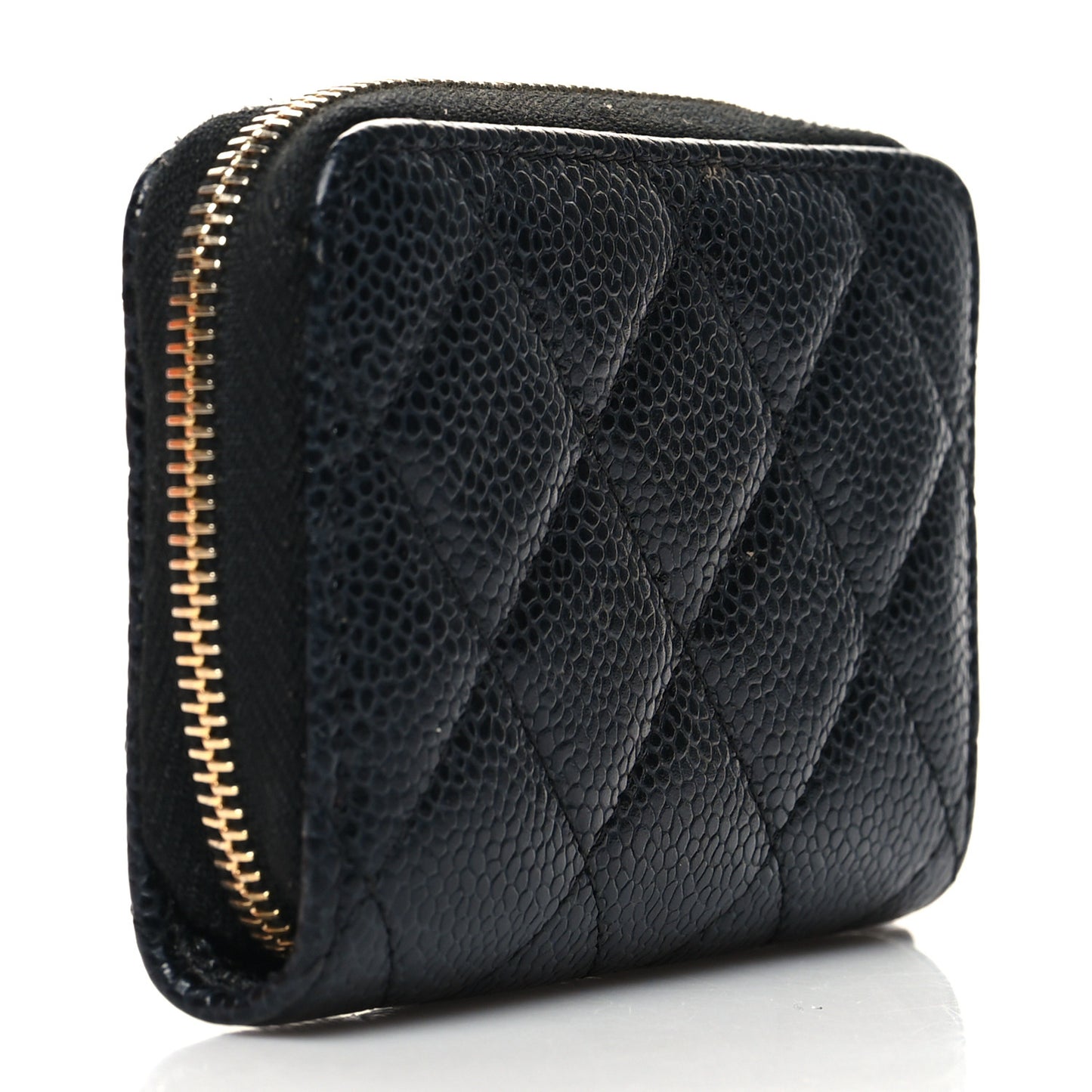 Caviar Quilted Zip Coin Purse Black