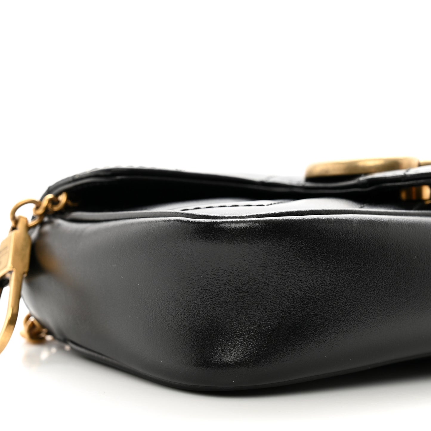 Calfskin Matelasse Super Mini GG Marmont Shoulder Bag Black