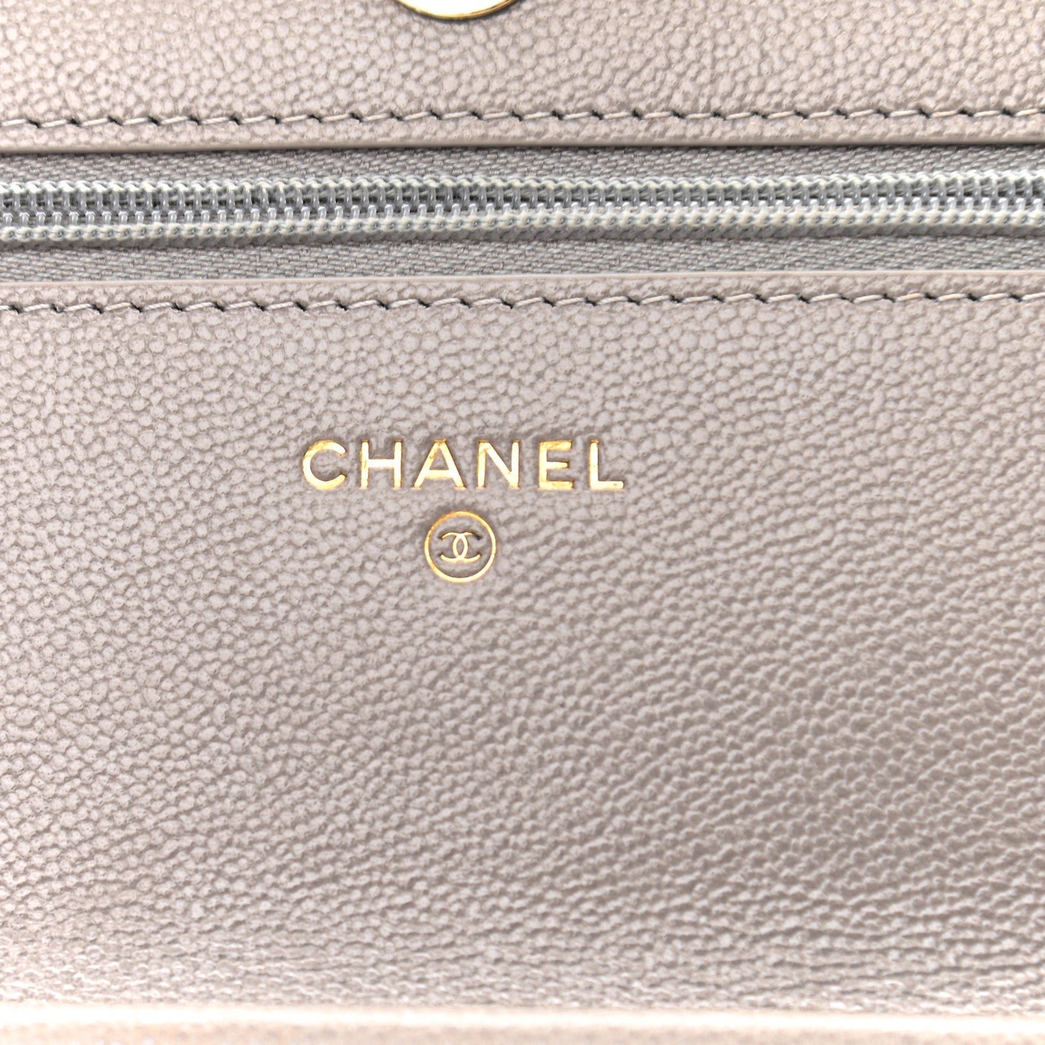 Chanel Caviar Quilted Studded CC Wallet On Chain WOC Grey 6 of 12