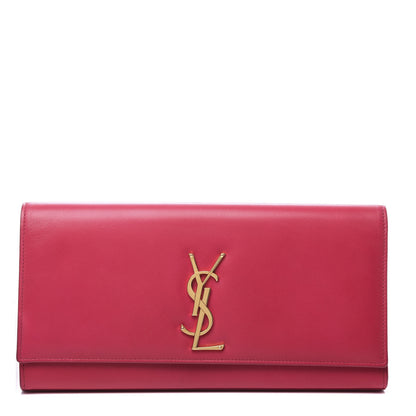 Saint Laurent Calfskin Classic Monogram Cassandre Clutch Lipstick Fuchsia 1 of 9