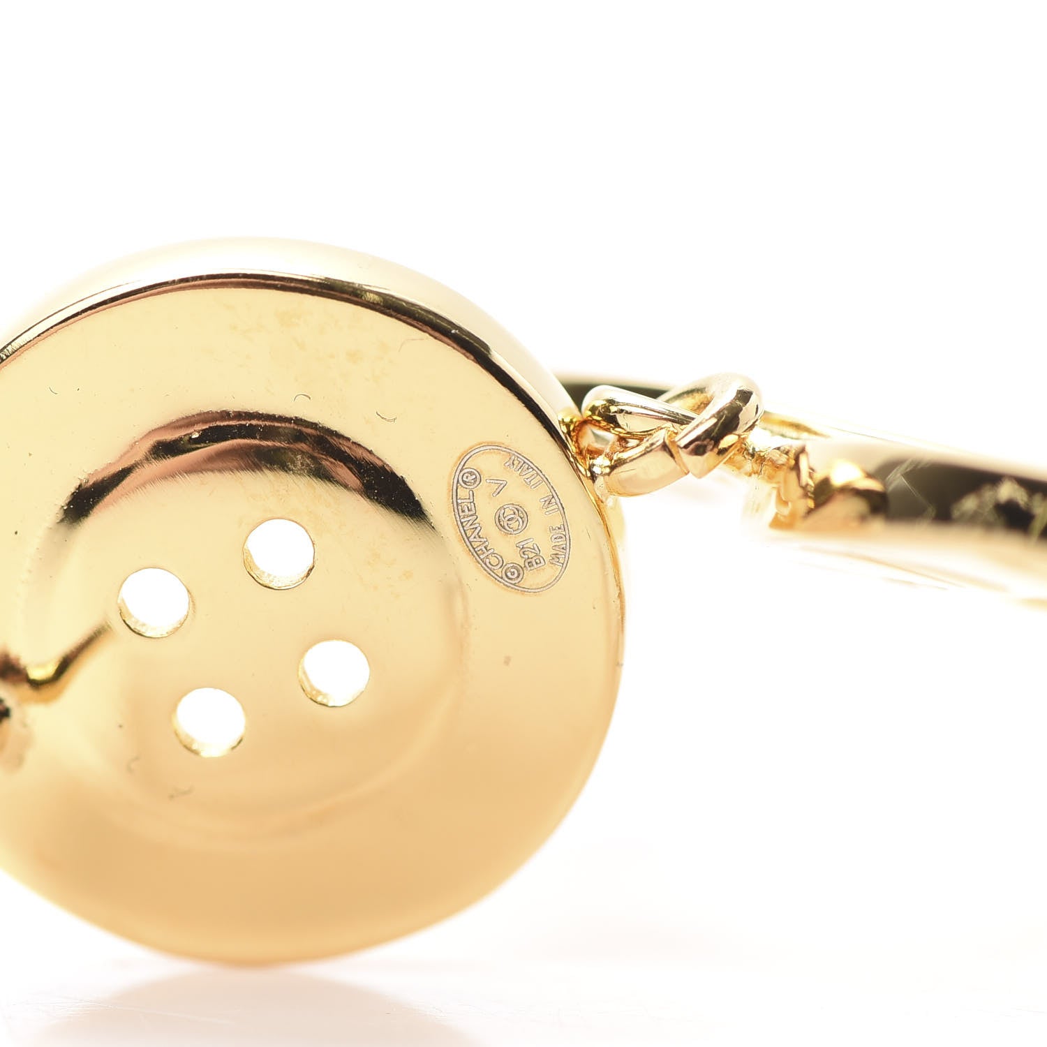 Chanel Metal Large Paris Button Earrings Gold 4 of 5