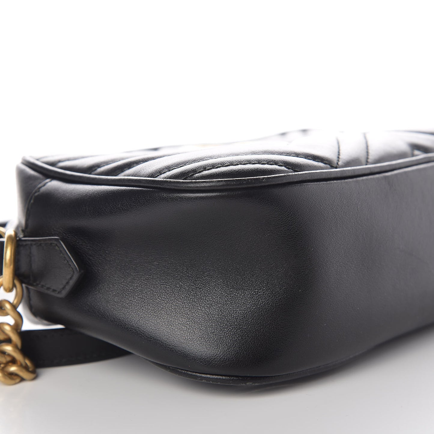 Calfskin Matelasse Small GG Marmont Chain Shoulder Bag Black