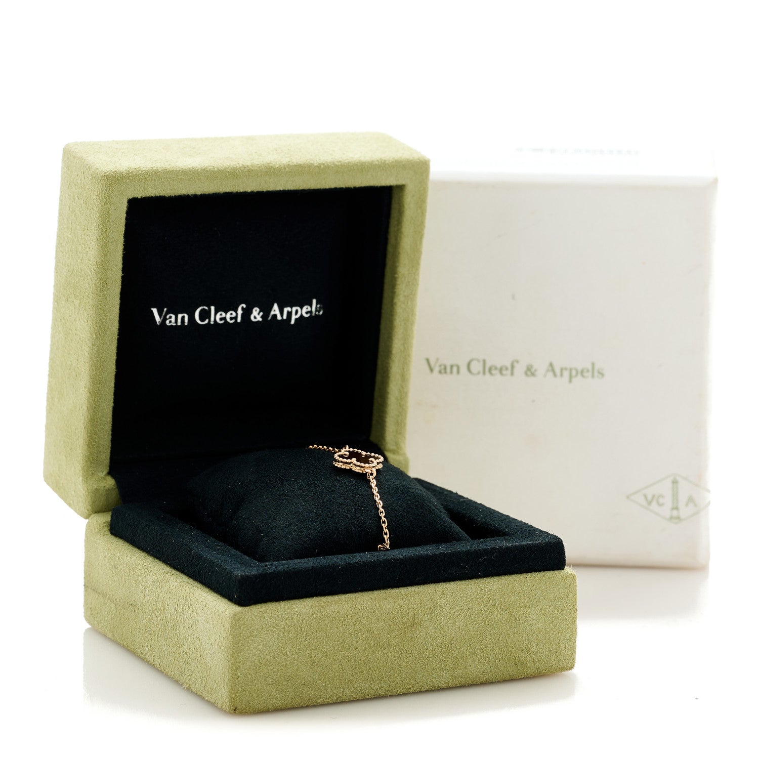 Van Cleef & Arpels 18K Rose Gold Carnelian Sweet Alhambra Bracelet 5 of 5