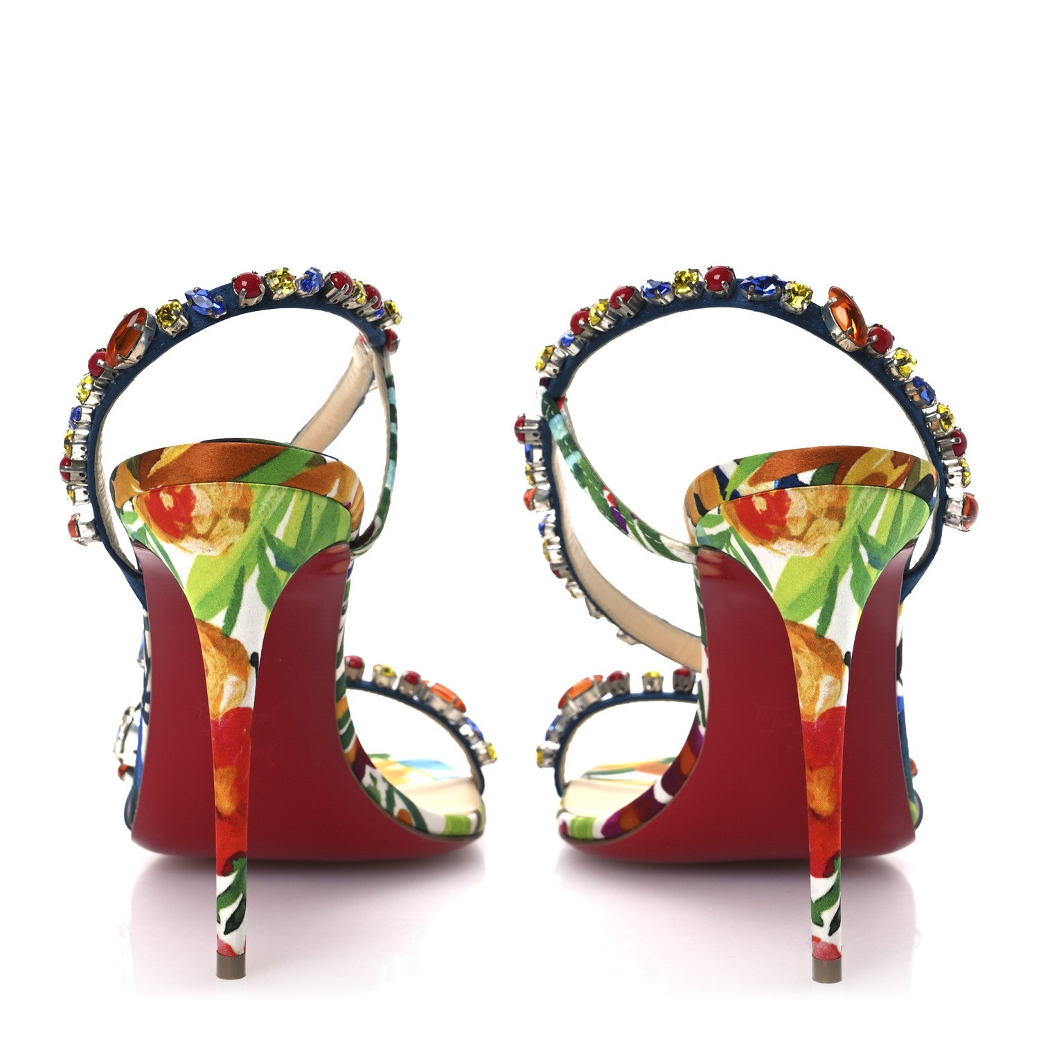 Christian Louboutin Crepe Satin Rosapetra 100 Sandals 38 Ludwig Multi 6 of 13