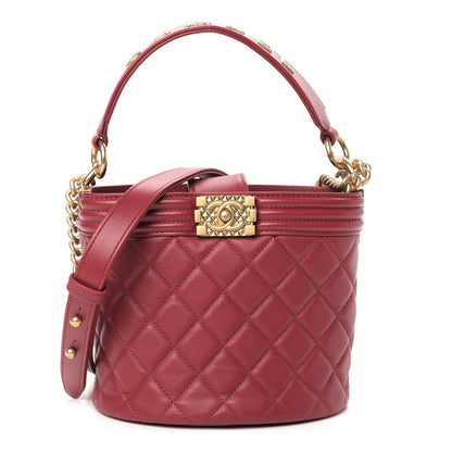 Chanel Calfskin Quilted Boy Bucket Bag Red 1 of 8