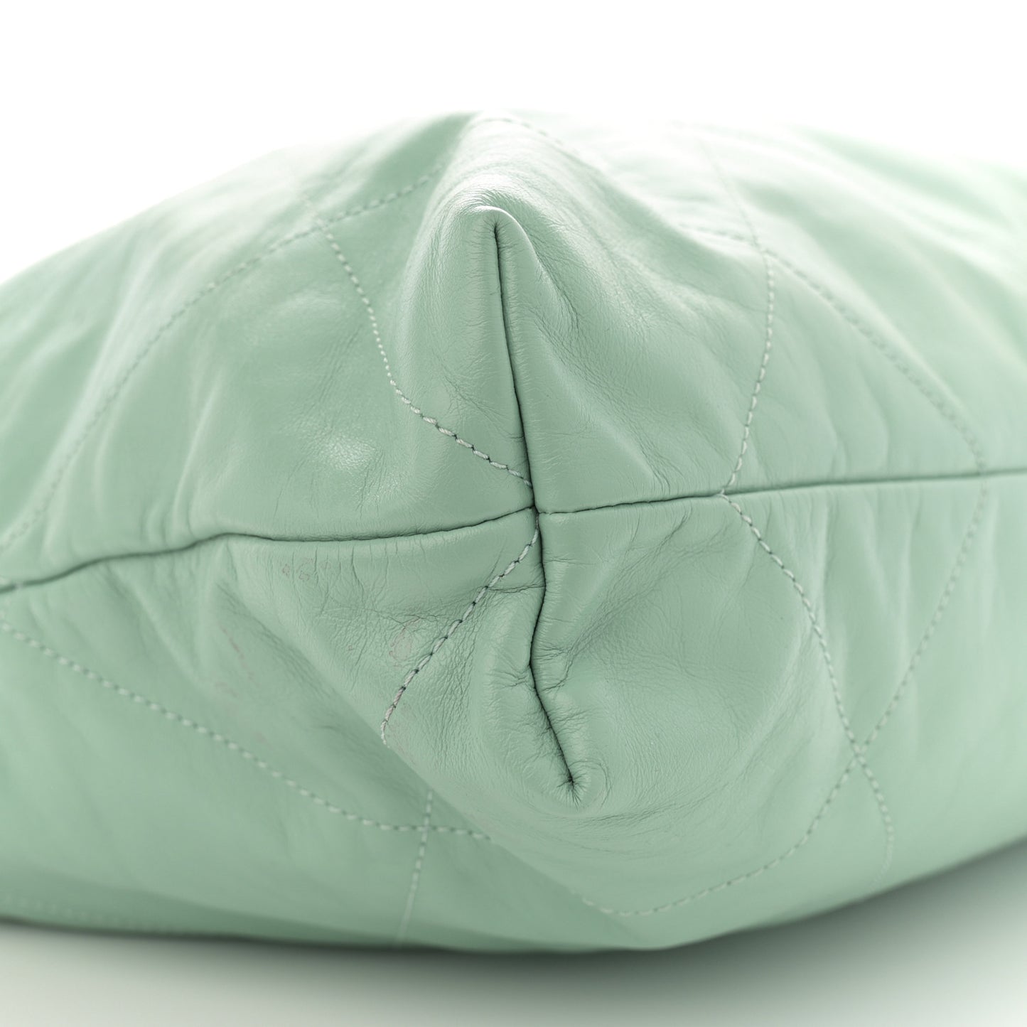 Shiny Calfskin Quilted Chanel 22 Light Green