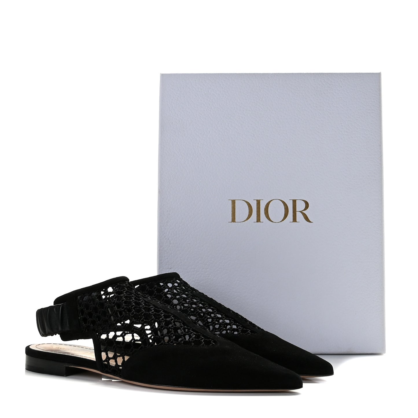 Suede Resille Dior-I Slingback Flats 38 Black