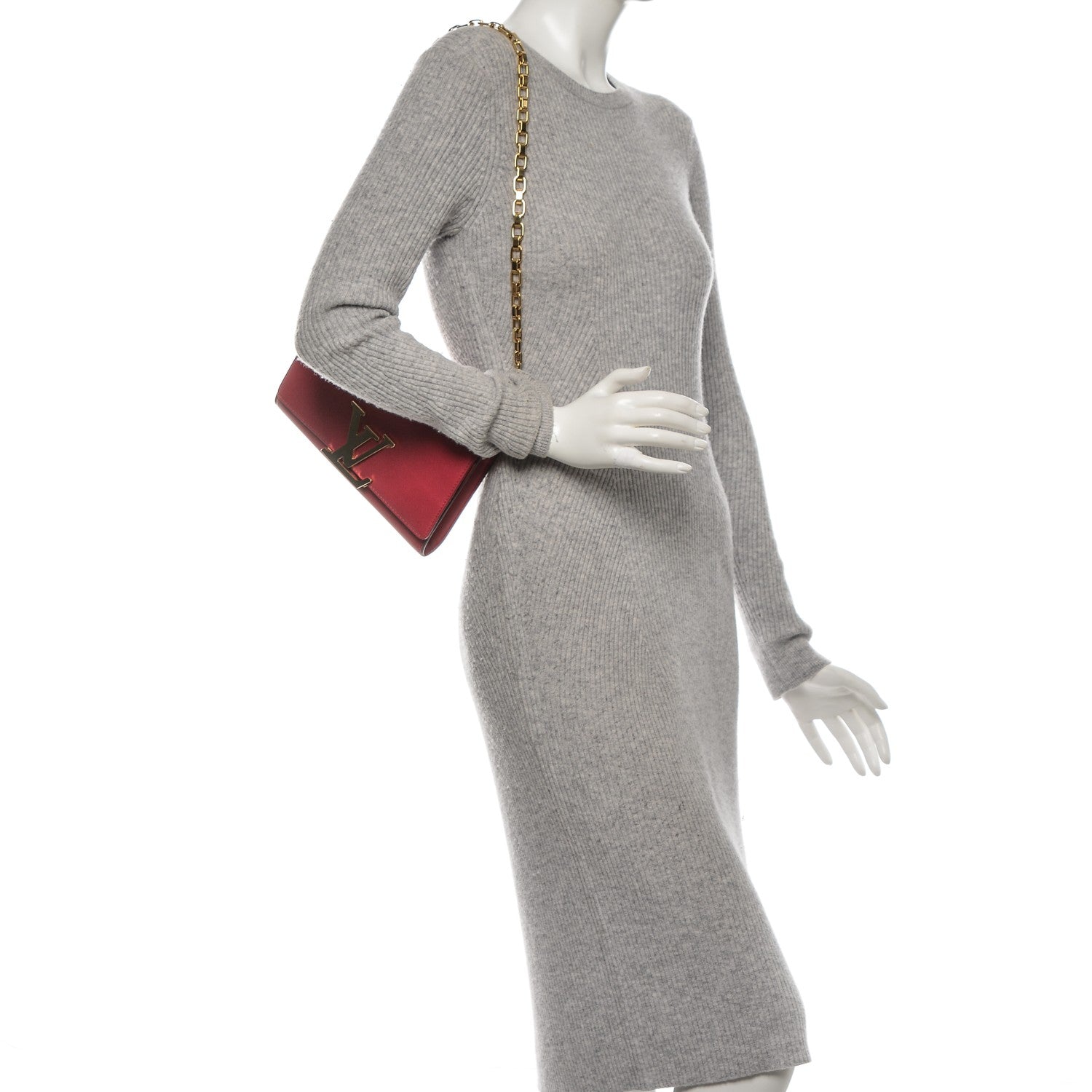 Louis Vuitton Calfskin Chain Louise GM Framboise 2 of 7