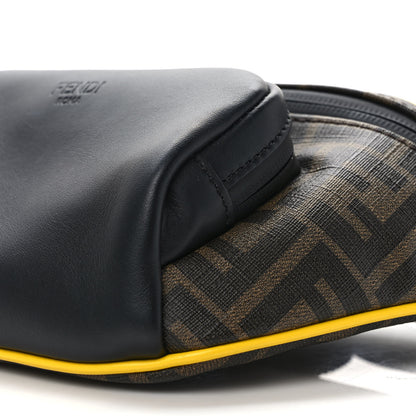 Fendi Glazed Fabric Vitello Century FF 1974 Pocket Belt Bag Mogano Panna Black Sunflower 9 of 9