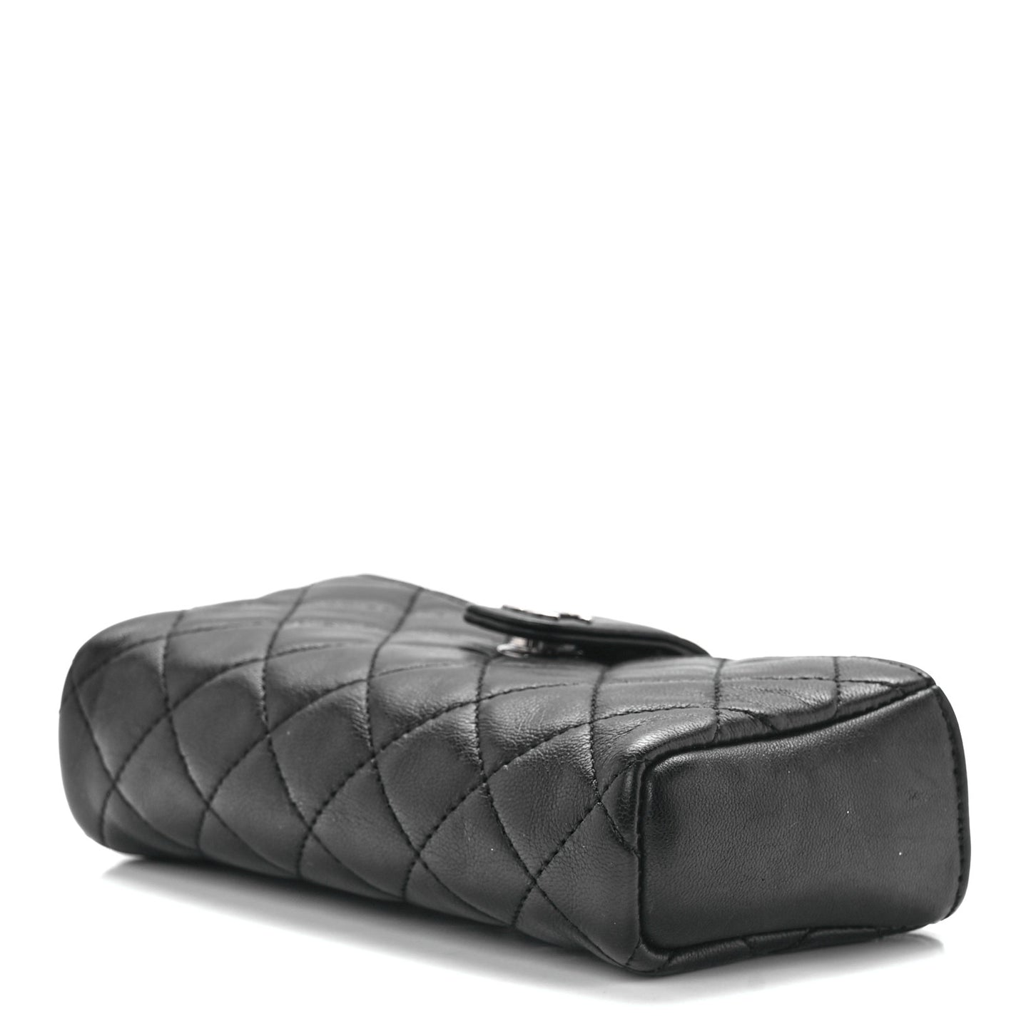 Lambskin Quilted Crystal Valentine Charms Mini Phone Holder Crossbody Bag Black