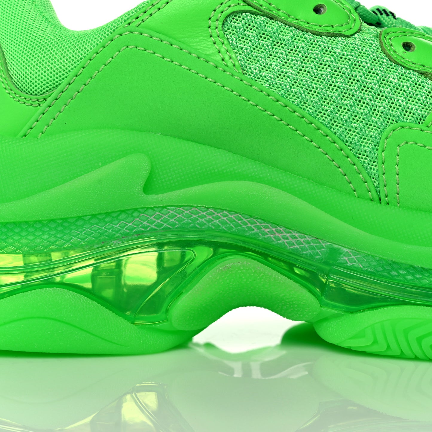 Fabric Mesh Clear Sole Womens Triple S Sneakers 37 Fluo Green