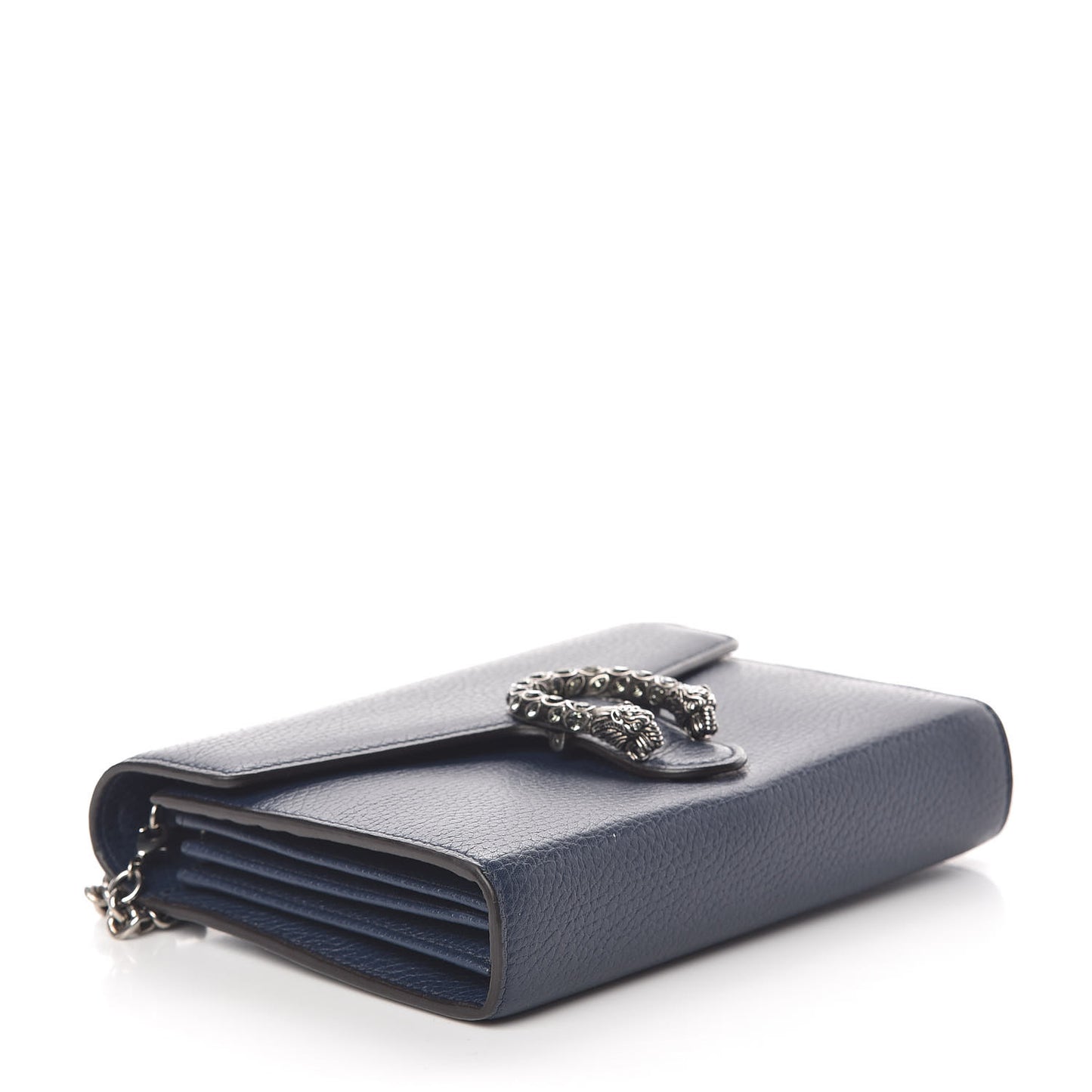 Dollar Calfskin Crystal Mini Dionysus Chain Wallet Blue Agata Black Diamond