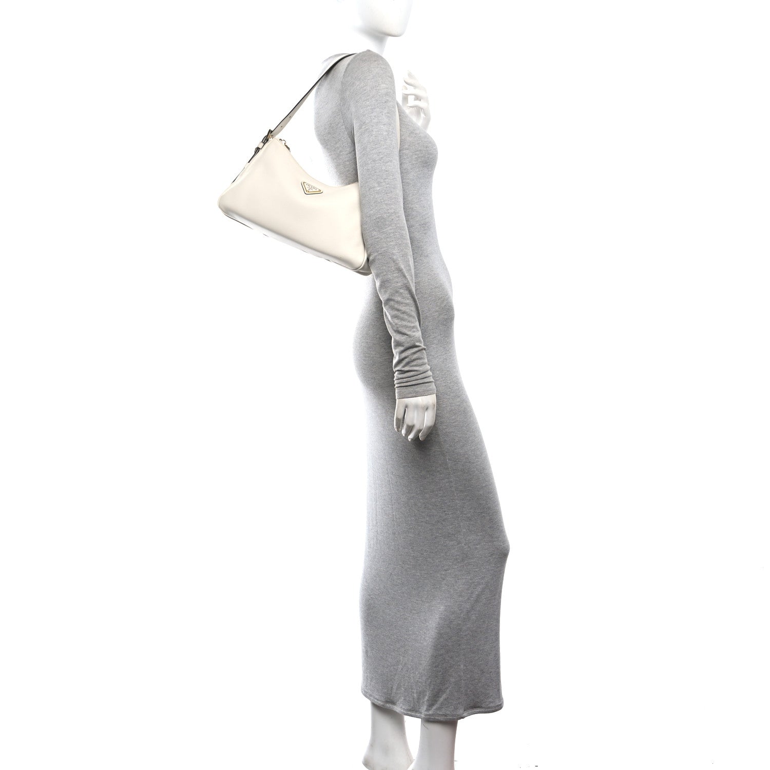 Prada Soft Calfskin Medium Aimee Shoulder Bag White 2 of 10