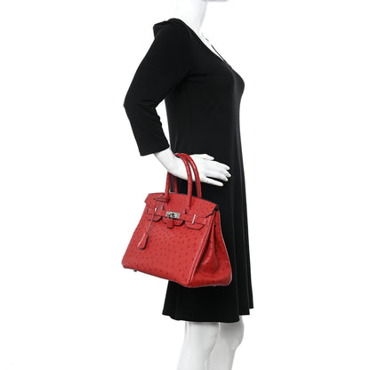 Hermes Ostrich Birkin 30 Rouge Vif 2 of 10