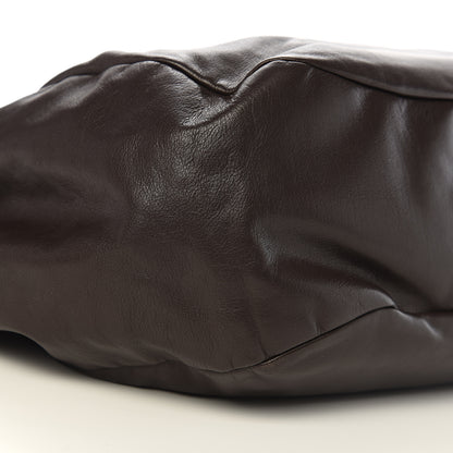Prada Soft Calf Gathered Tote Dark Brown 6 of 8