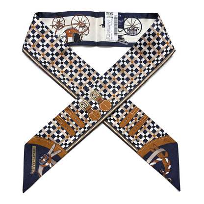 Hermes Silk Les Voitures Nouvelle Twilly Marine Caramel Black 1 of 4