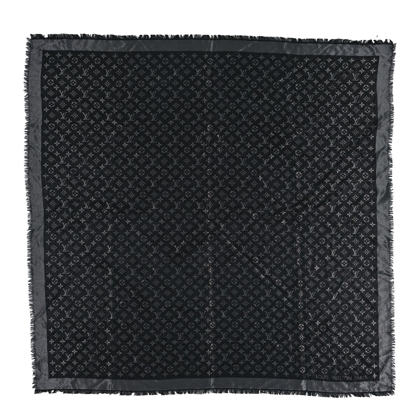 Silk Lurex Wool Monogram Shine Shawl Black