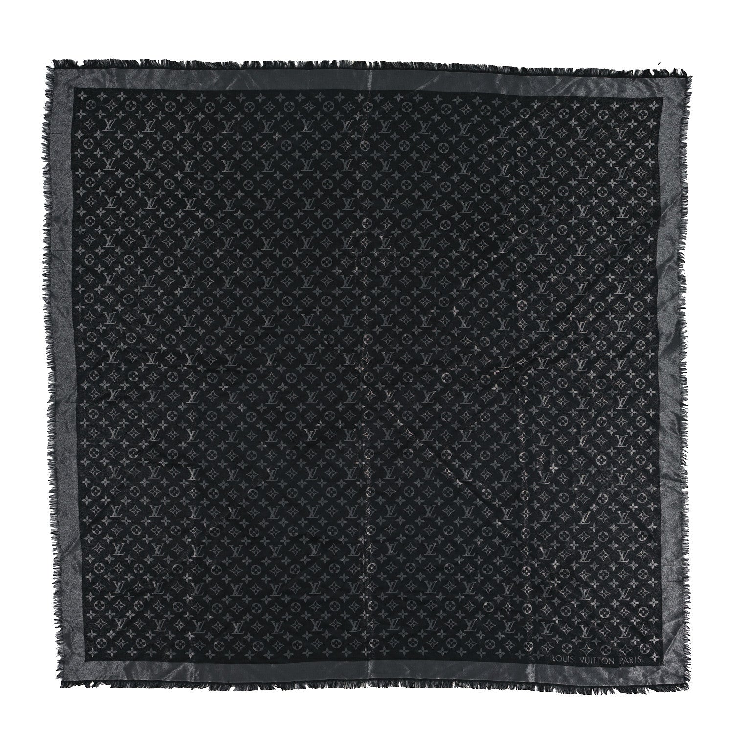 Louis Vuitton Silk Lurex Wool Monogram Shine Shawl Black 1 of 5