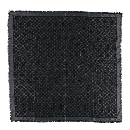 Louis Vuitton Silk Lurex Wool Monogram Shine Shawl Black 1 of 5