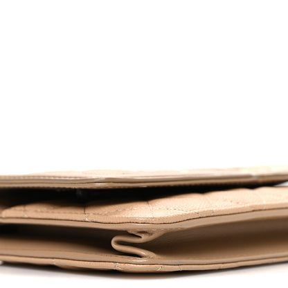 Chanel Caviar Quilted CC Filigree Wallet On Chain WOC Beige 10 of 11