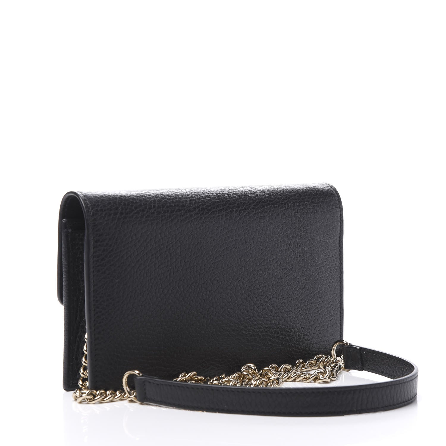 Gucci Dollar Calfskin Interlocking G Chain Wallet Black 2 of 9