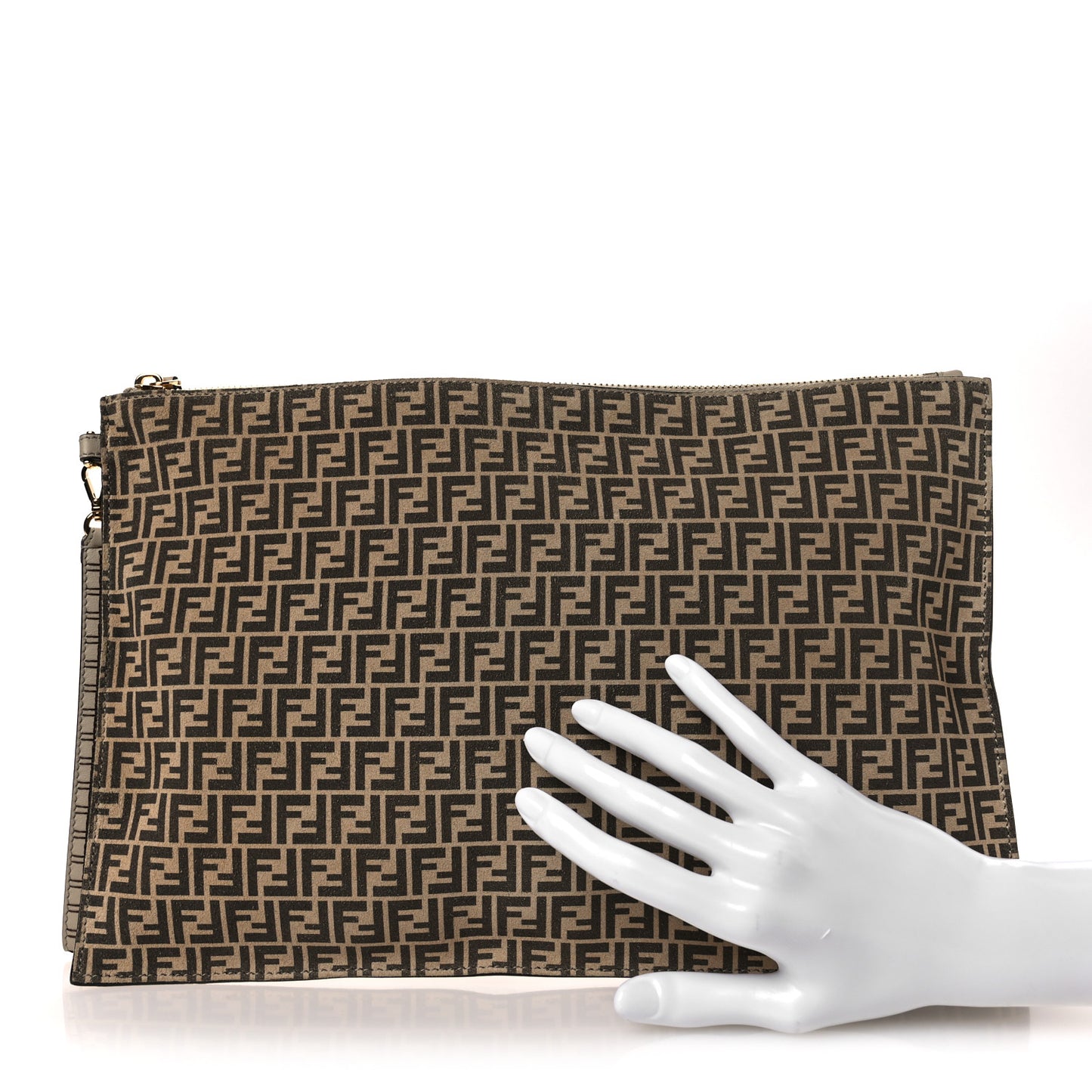 Suede Vitello Grace Micro FF Large Flat Pouch Nude Spring Maya