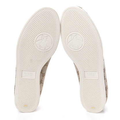 Gucci Suede Monogram Web Womens Falacer Sneakers 40.5 Nocciola Beige Mystic White Hibiscus Red 5 of 10