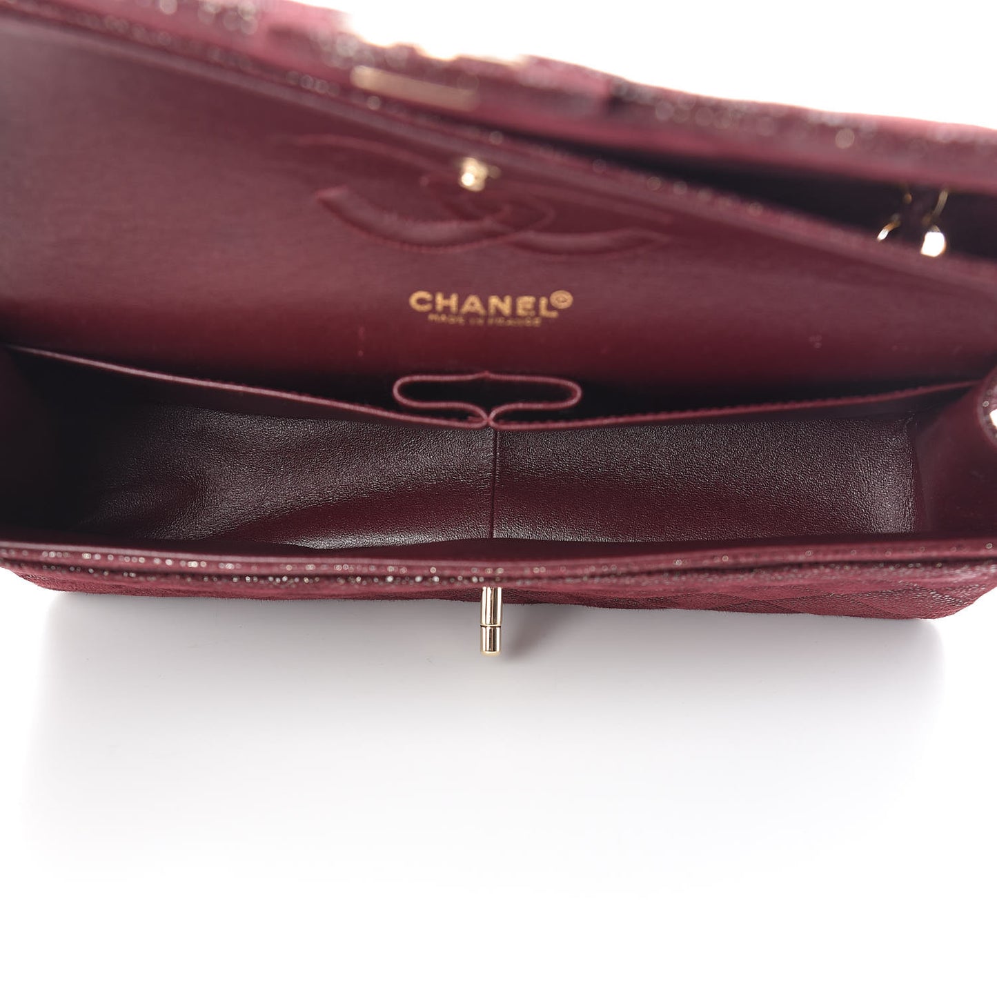 Iridescent Caviar Quilted Medium Double Flap Red