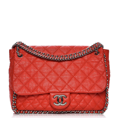 Chanel Washed Lambskin Quilted Maxi Chain Around Flap Red 1 of 11