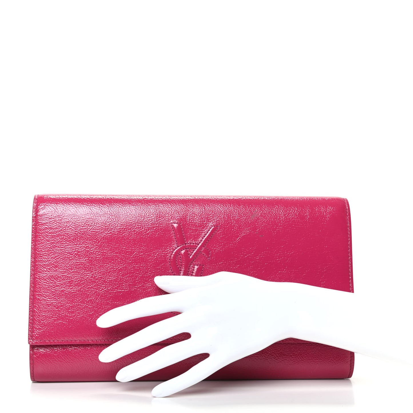 Textured Patent Monogram Large Belle De Jour Clutch Fuchsia
