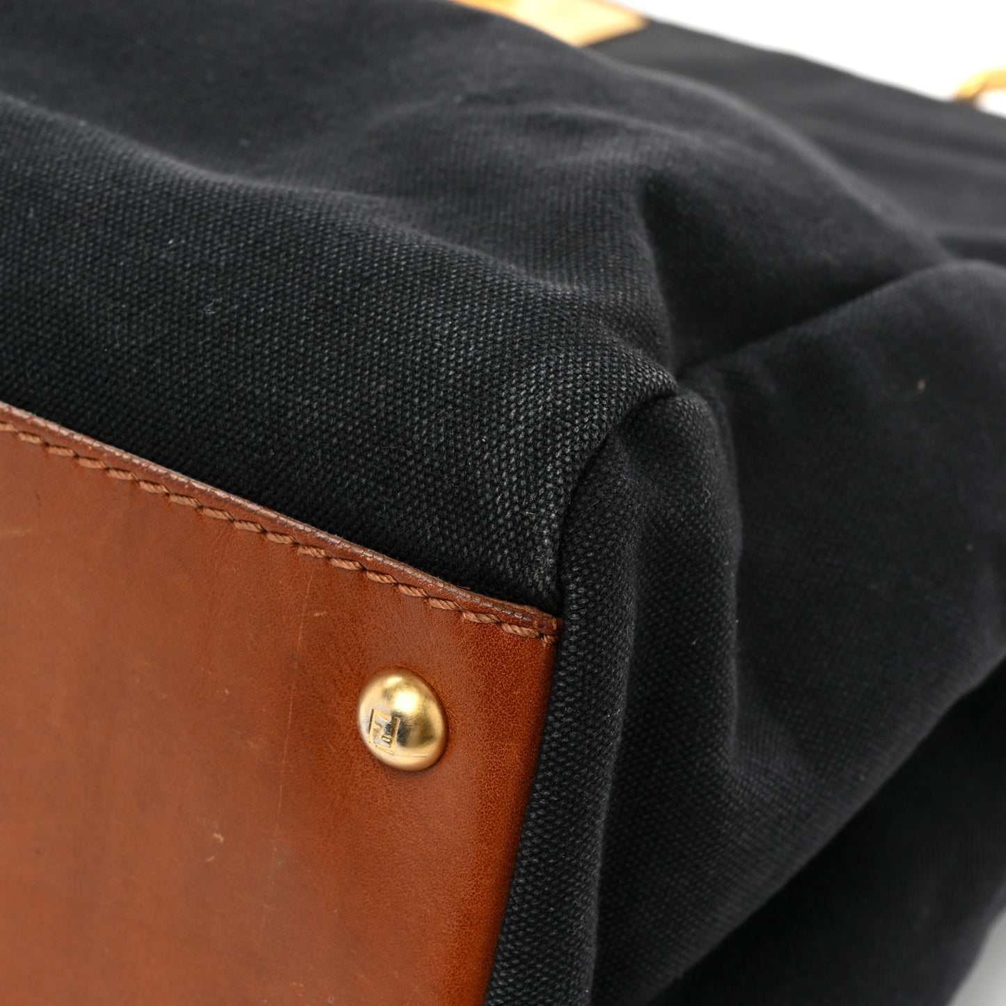 Canvas Large Peekaboo Iconic Satchel Black Cuoio