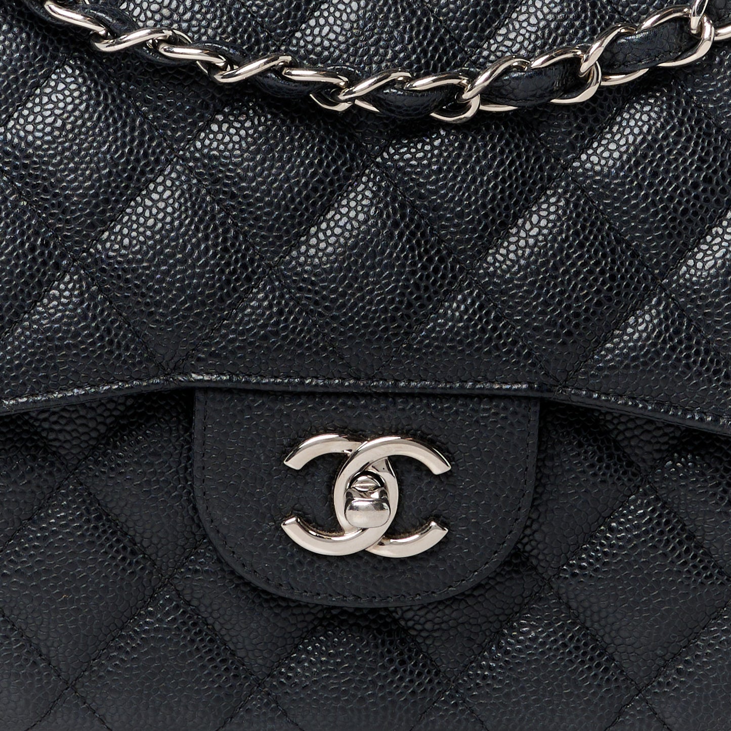 Caviar Quilted Jumbo Double Flap Black