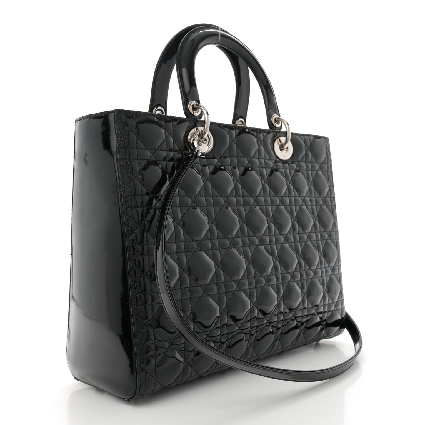 Patent Cannage Large Lady Dior Black