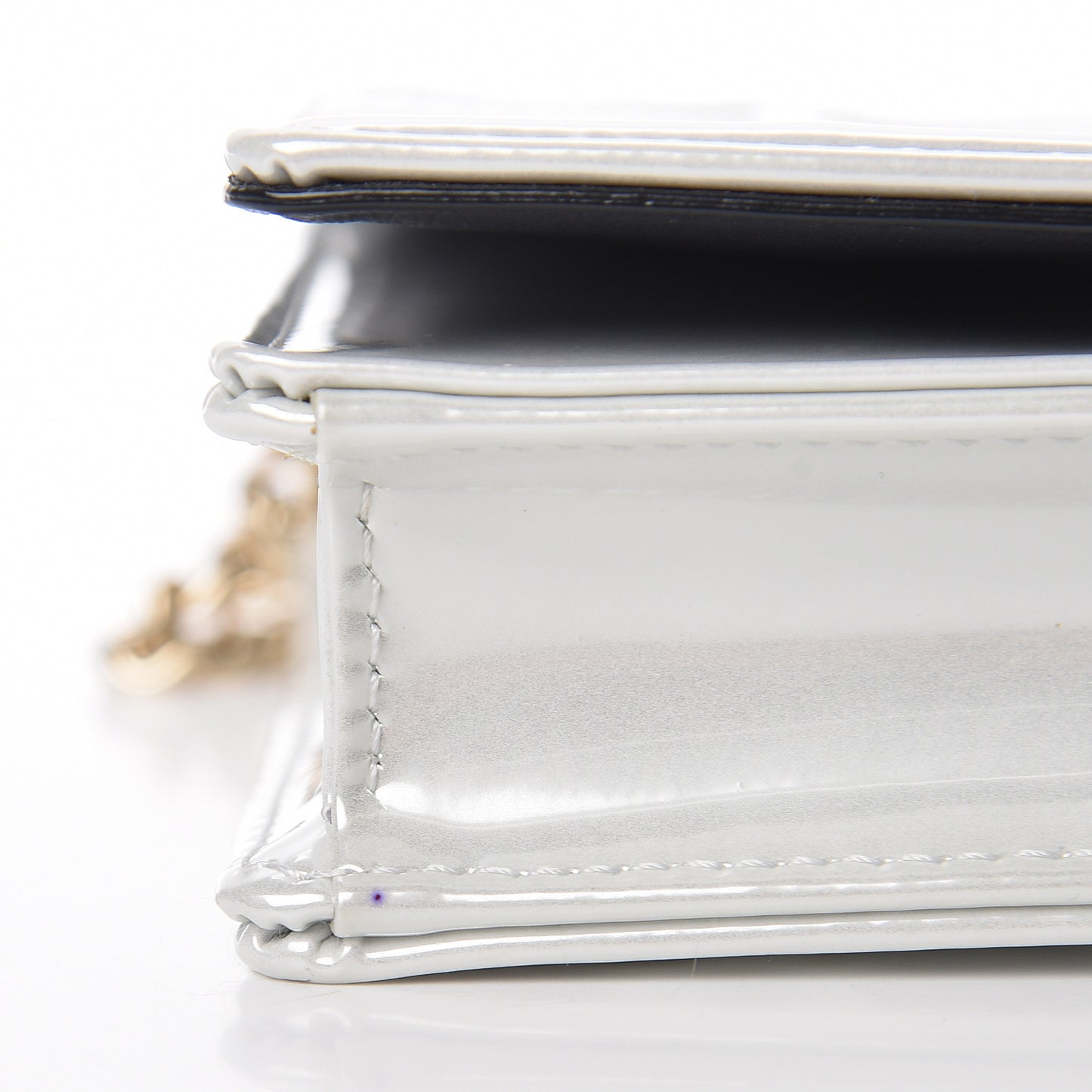 Patent Micro-Cannage Diorama Wallet on Chain Pouch White