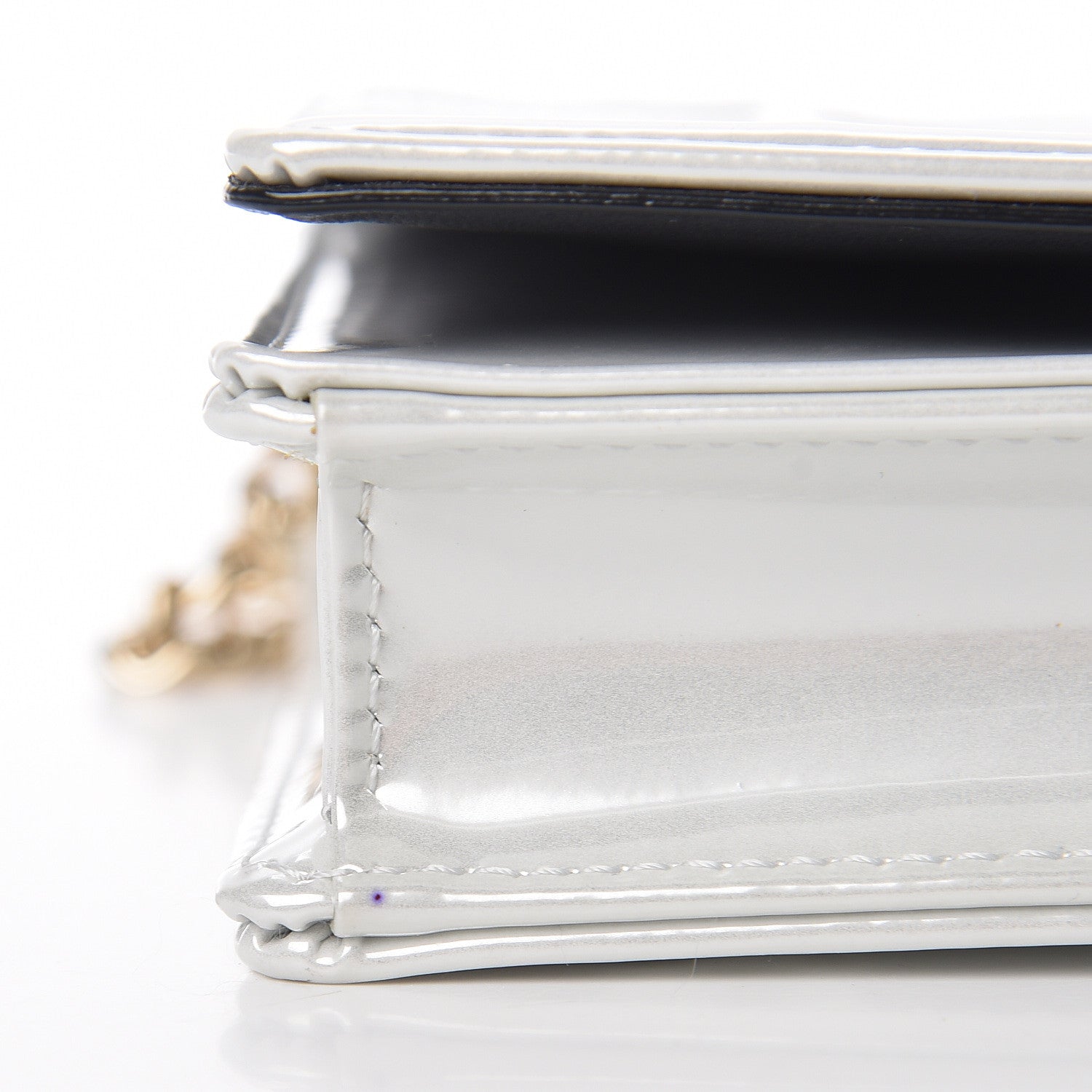 Christian Dior Patent Micro-Cannage Diorama Wallet on Chain Pouch White 13 of 16
