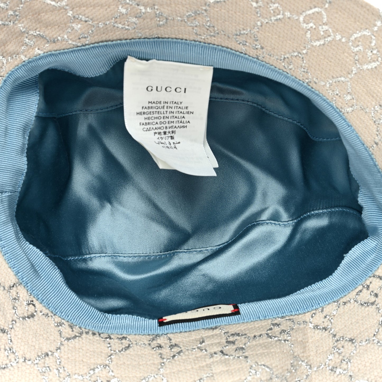 Canvas Lame GG Monogram Bucket Hat M Silver