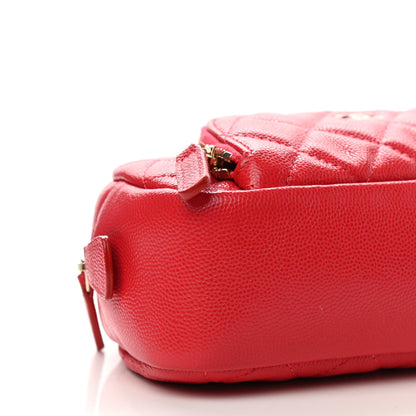 Chanel Caviar Quilted Round Cosmetic Case Red 8 of 11