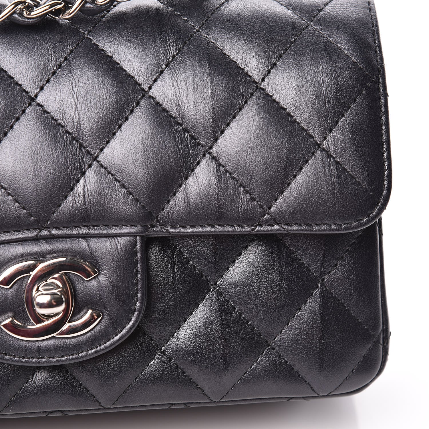 Chanel Iridescent Calfskin Quilted Mini Rectangular Flap Charcoal 11 of 11
